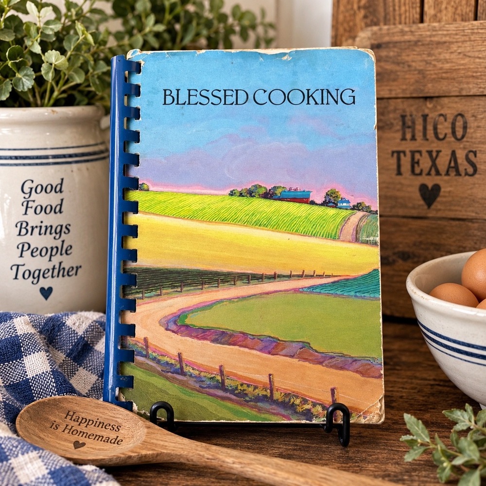 Vintage 1989 Blessed Cooking Cookbook First Baptist Hico Texas Community Recipes